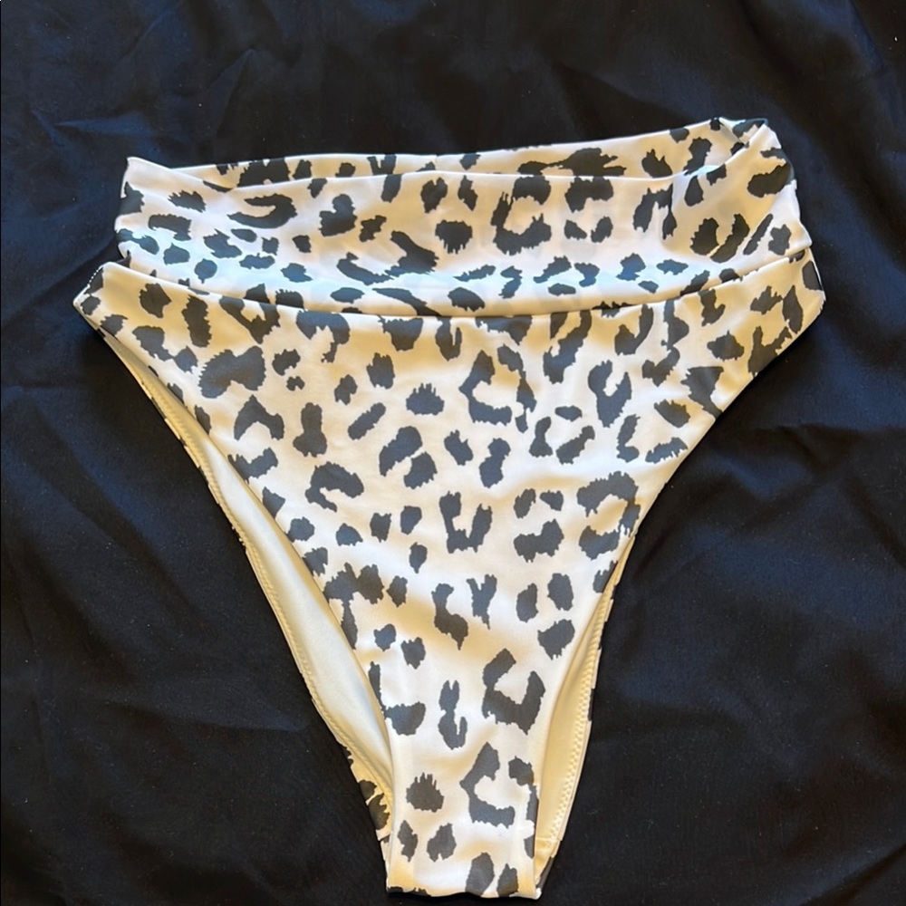 Aerie White and Black High-Cut Bikini